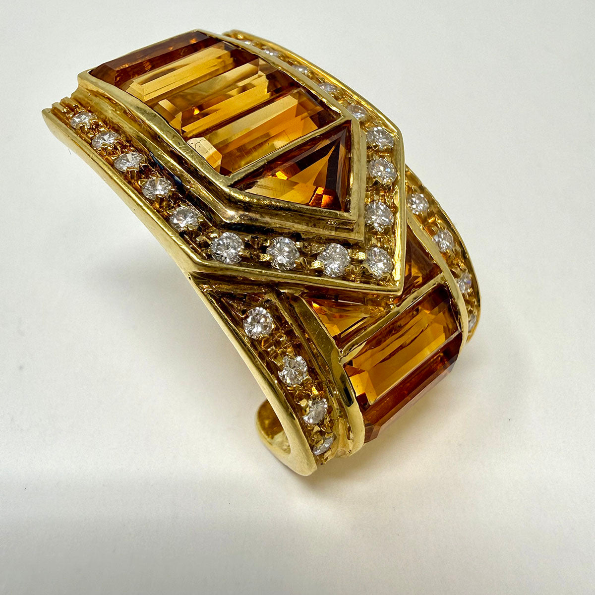 Sabbadini 18K Gold Clip-on Earrings with Diamonds and Citrines