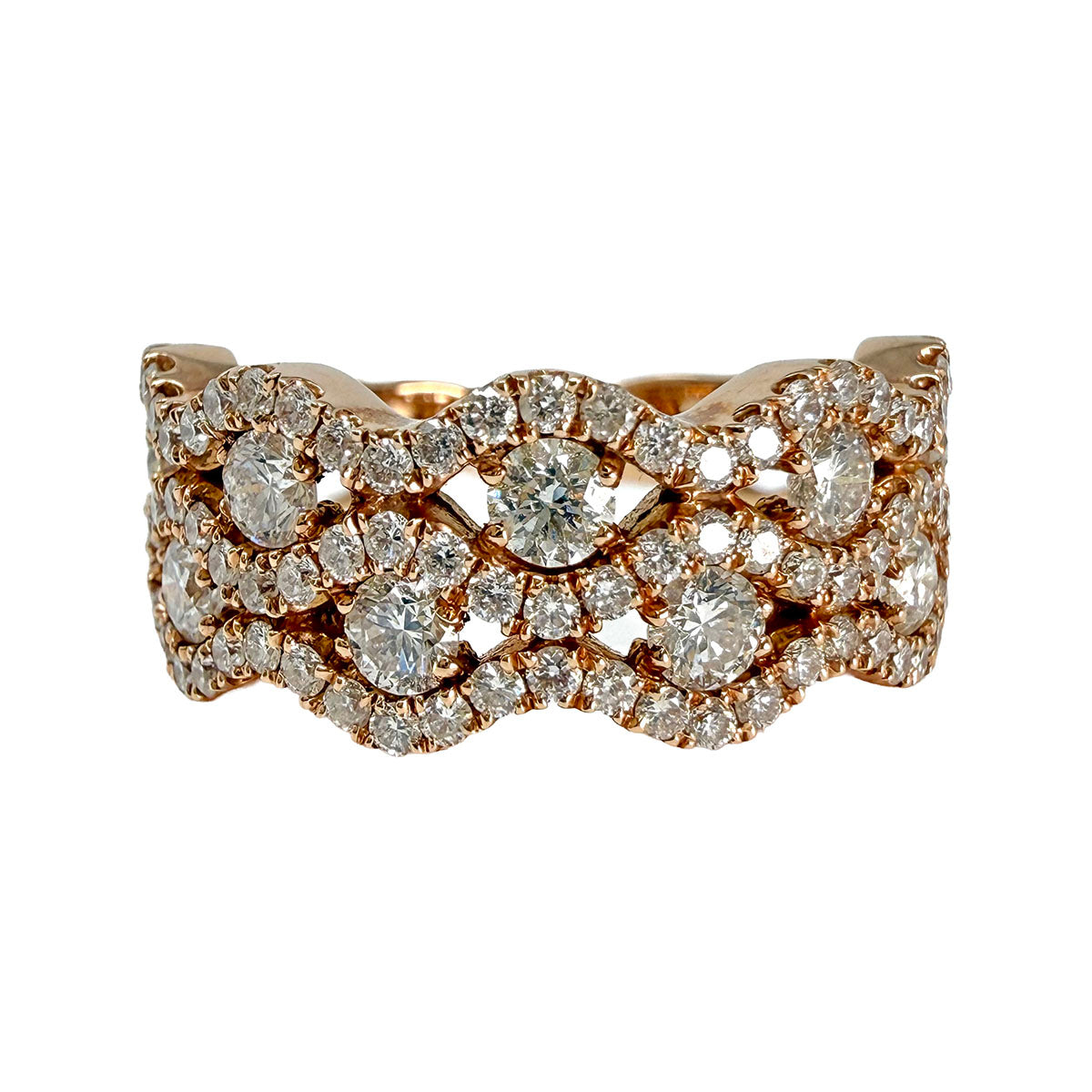 14K Rose Gold Zigzag Diamond Ring