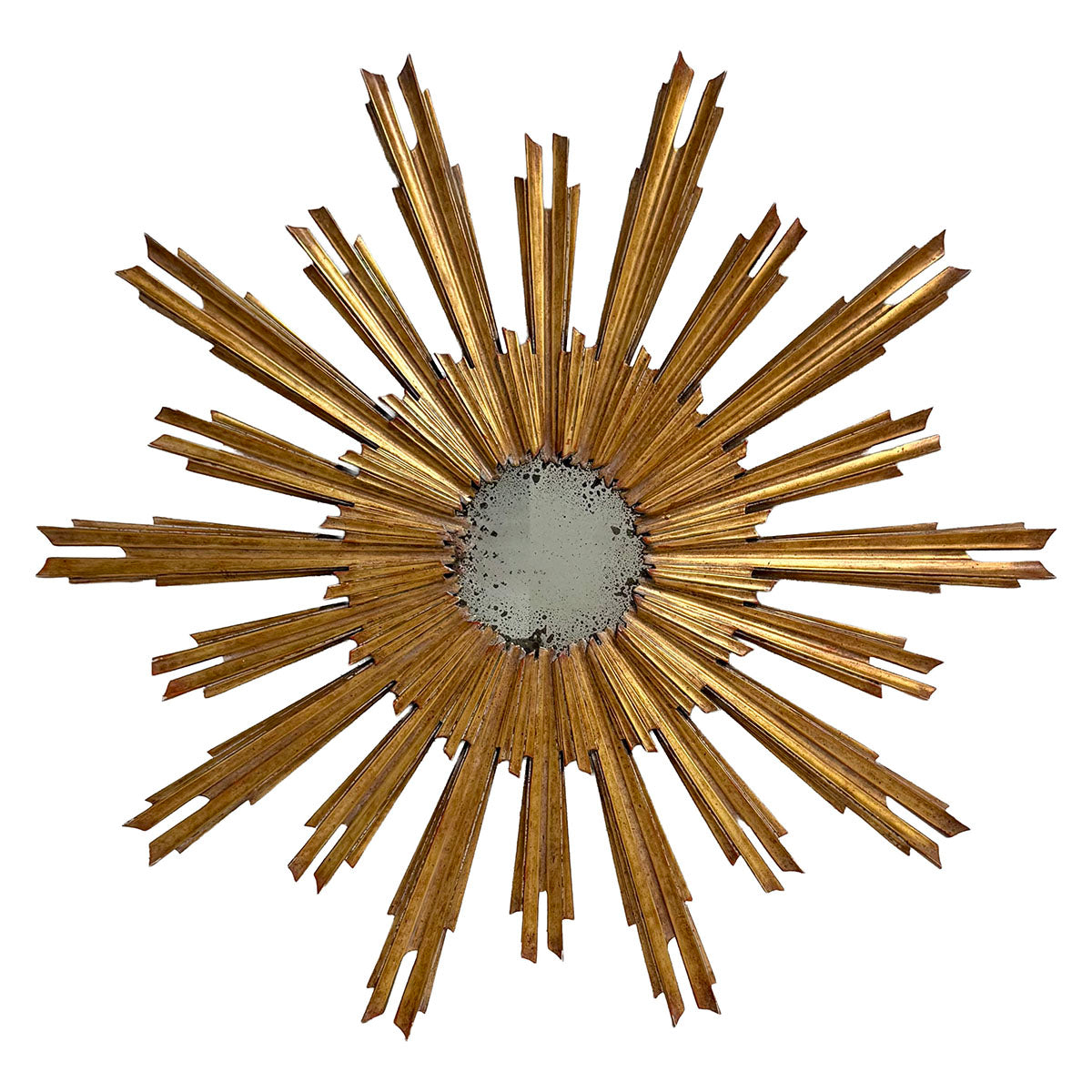 Mid Century Modern Gold Sunburst Wall Mirror