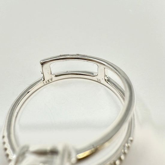 14K White Ring with Sapphire and Diamond