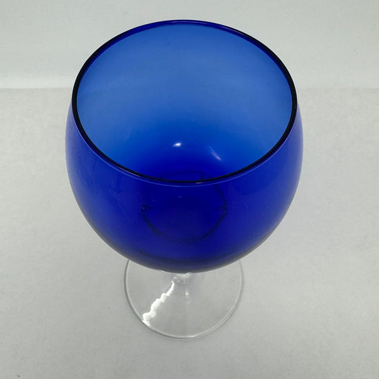 Set of 6 Cobalt Blue White Wine Glasses