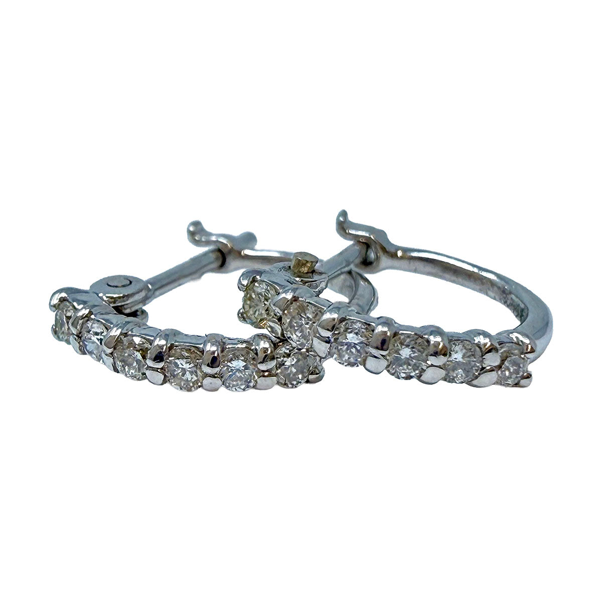 Diamond and White Gold Huggie Earrings