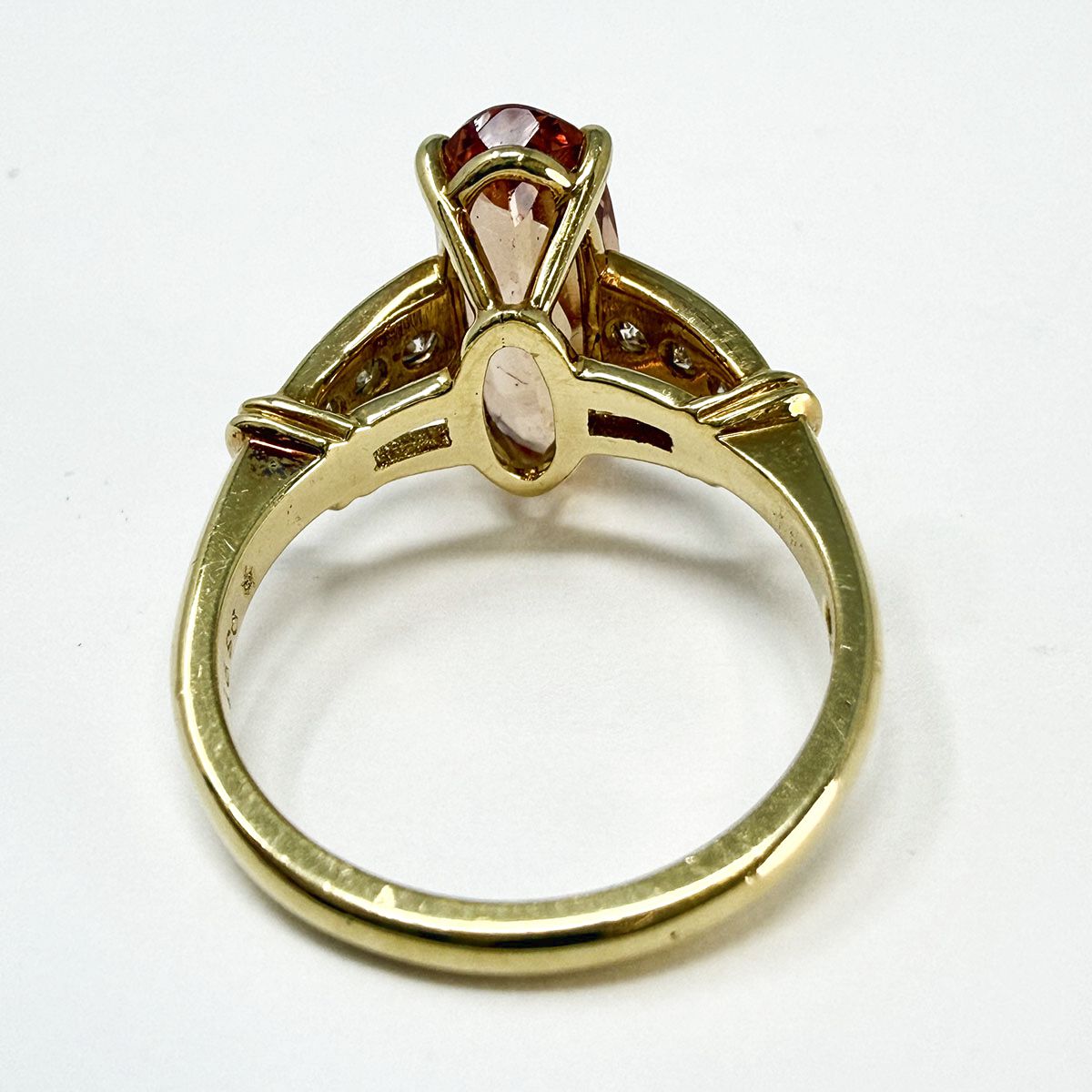 Jay Trillas 18K Gold Ring with Oval Orange Topaz and 6 Diamonds