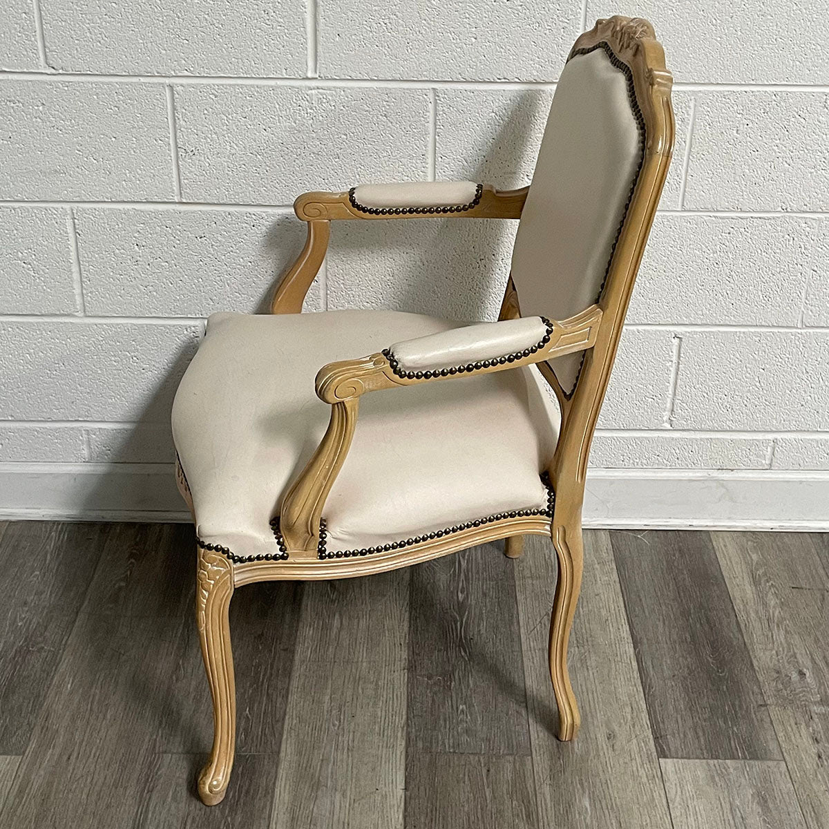 Pair of French-Style Leather Chairs With Nail Head Accents