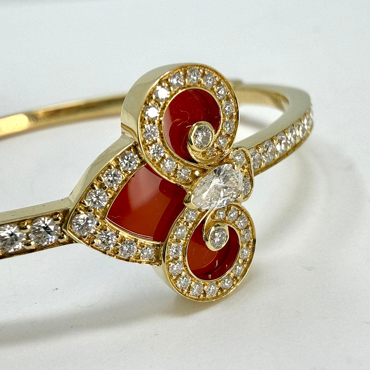 Tiffany & Co. Fleur-de-Lis Diamond and Carnelian Hinged Bracelet