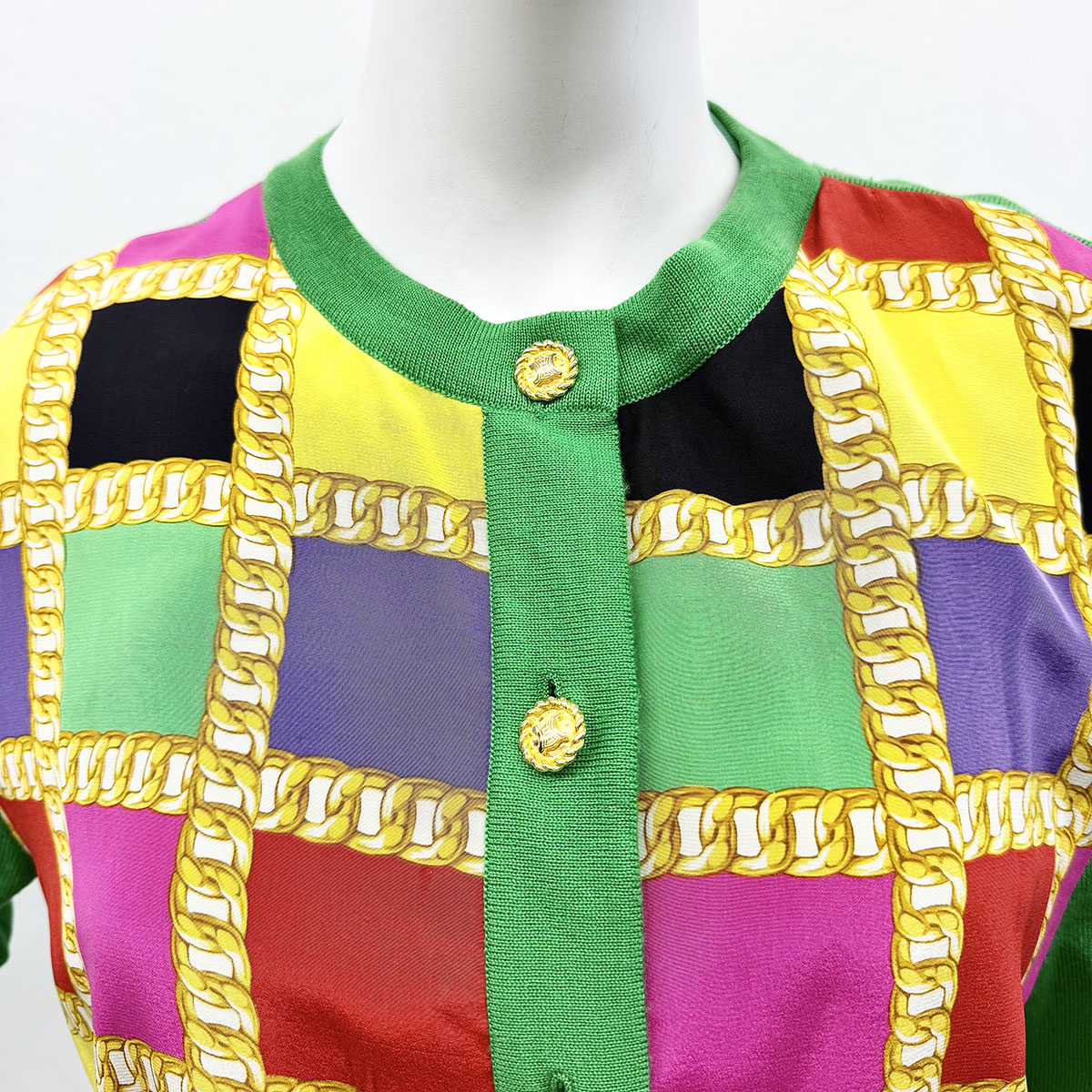 Celine Vintage Geometric Print Cardigan with Celine Top