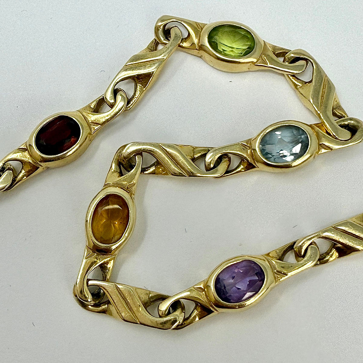 14K Gold Bracelet with Semiprecious Stones