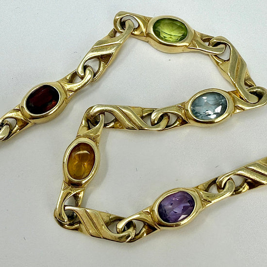 14K Gold Bracelet with Semiprecious Stones