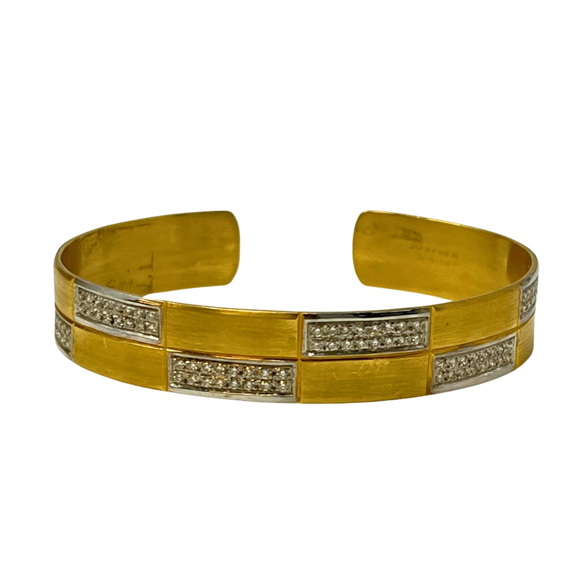 14K White and Yellow Gold Diamond Cuff  Bracelet