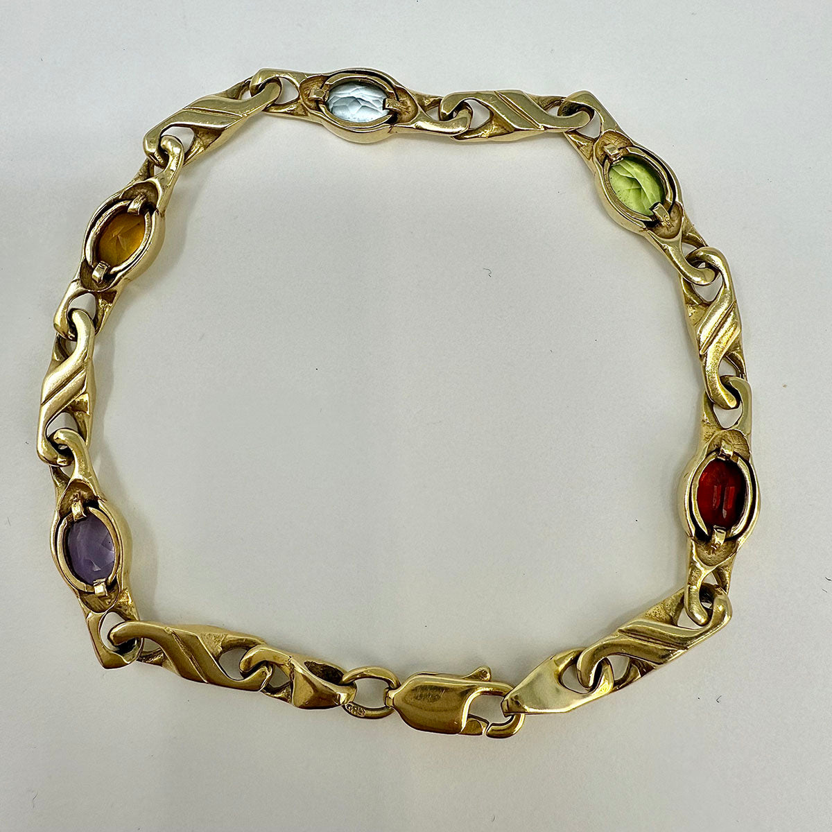 14K Gold Bracelet with Semiprecious Stones