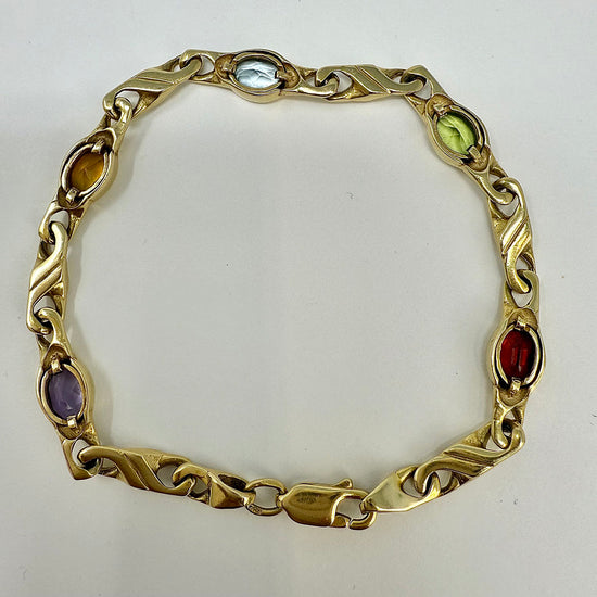 14K Gold Bracelet with Semiprecious Stones