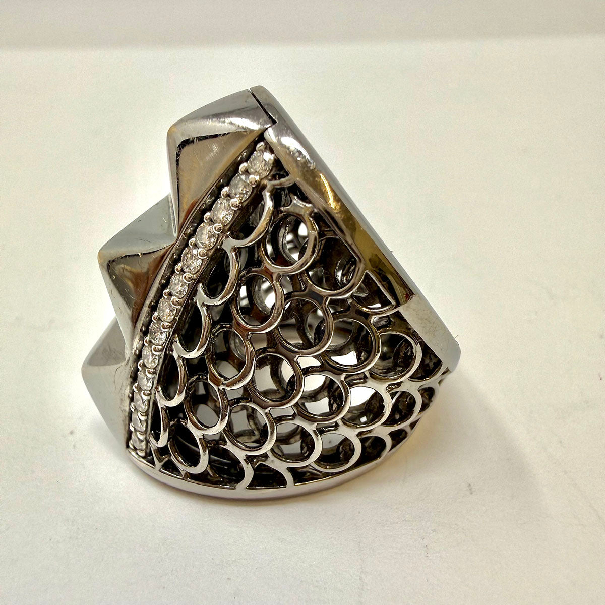 Crivelli 18K White Gold Diamond Ring with Rhodium Finish