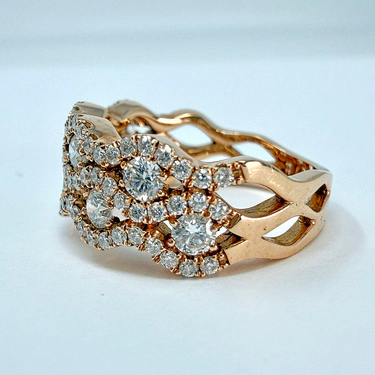 14K Rose Gold Zigzag Diamond Ring