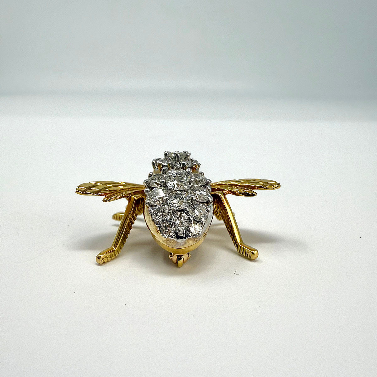 Rosenthal 18K Gold Bee Pin with 19 Full Cut Diamonds