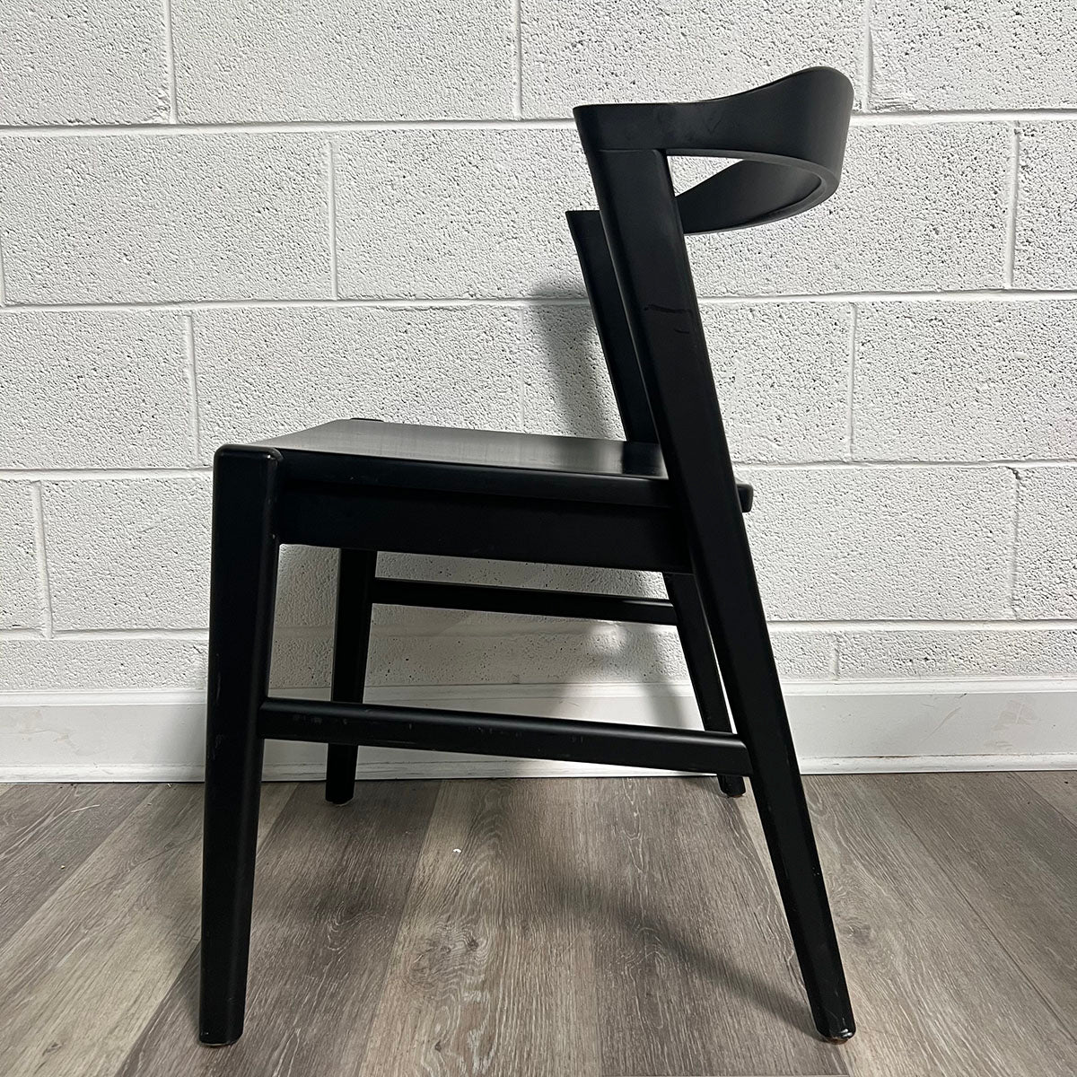 Set Of 4 Black Wood Dining Chairs
