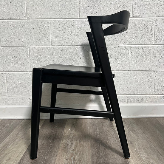 Set Of 4 Black Wood Dining Chairs