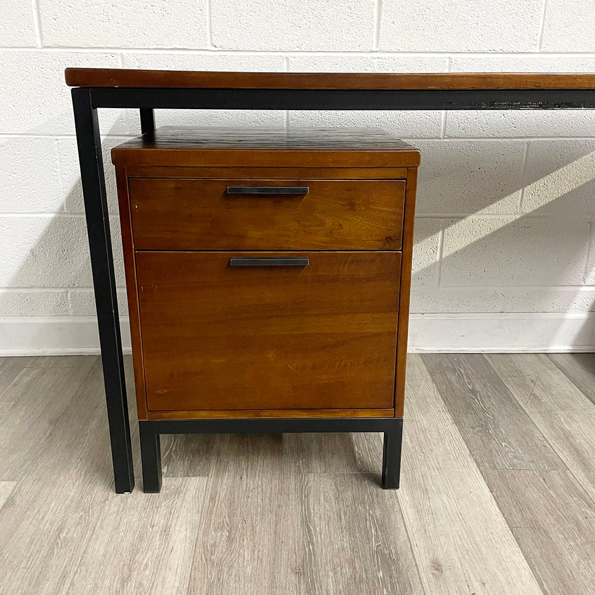 Arhaus Wood Desk with Two Matching 2-Drawer File Cabinets