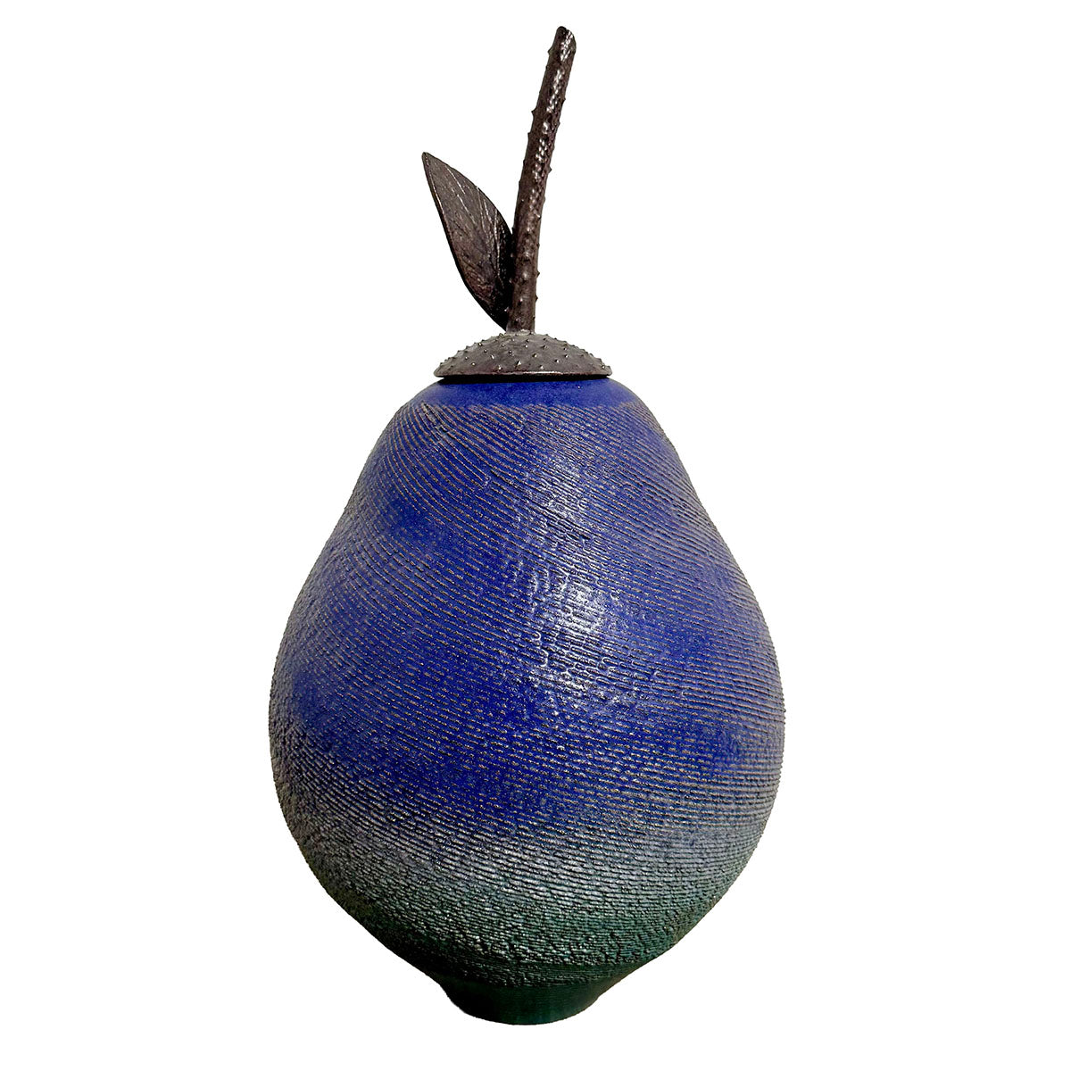 Pear Sculpture Vessel with Lid, Signed