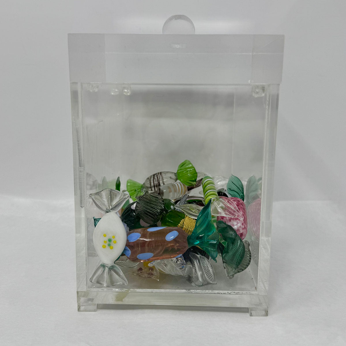 Acrylic Candy Box with Art Glass Wrapped Candies