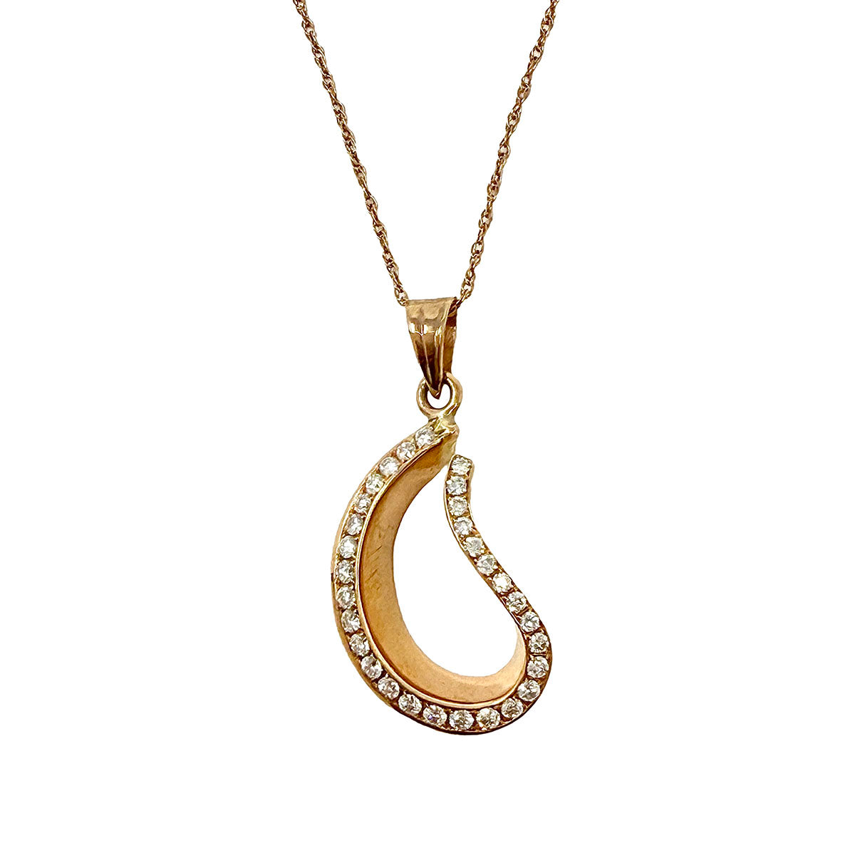 18K Rose Gold Open Diamond Pendant Necklace