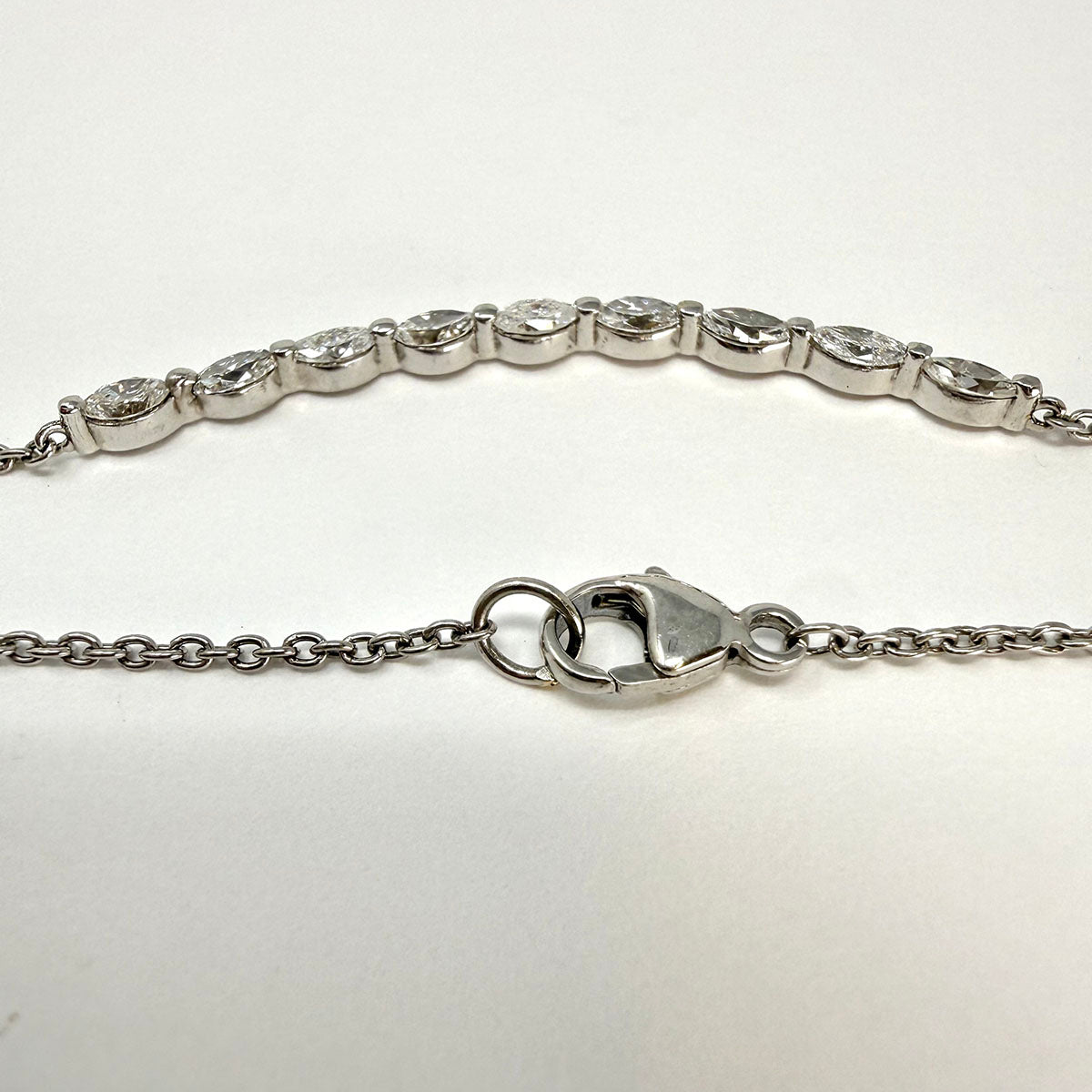 14K White Gold Diamond Bar Necklace
