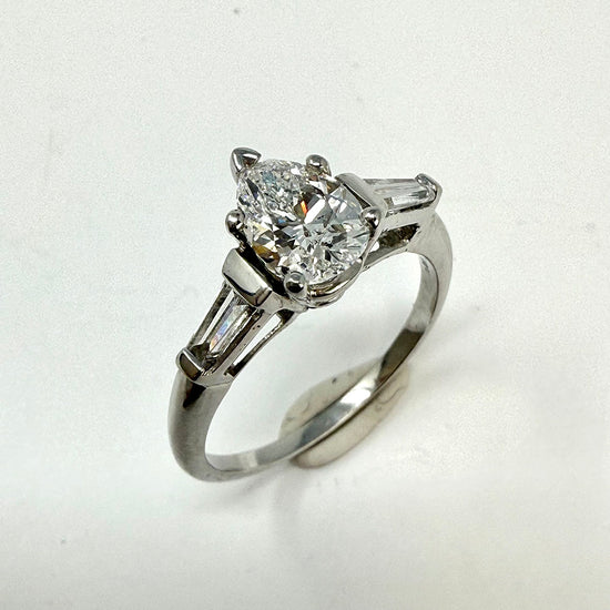Platinum Ring with 1.06ct Pear Shaped Diamond