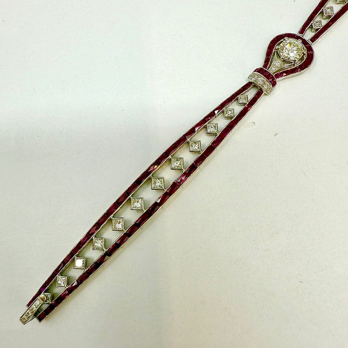 Platinum Ruby and Diamond Bracelet