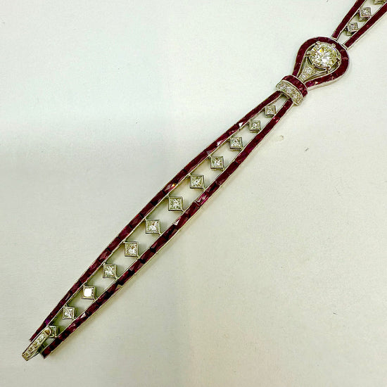 Platinum Ruby and Diamond Bracelet