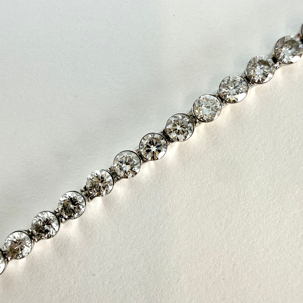14K White Gold Bracelet with Round, Marquise and  Emerald Cut Lab  Diamonds