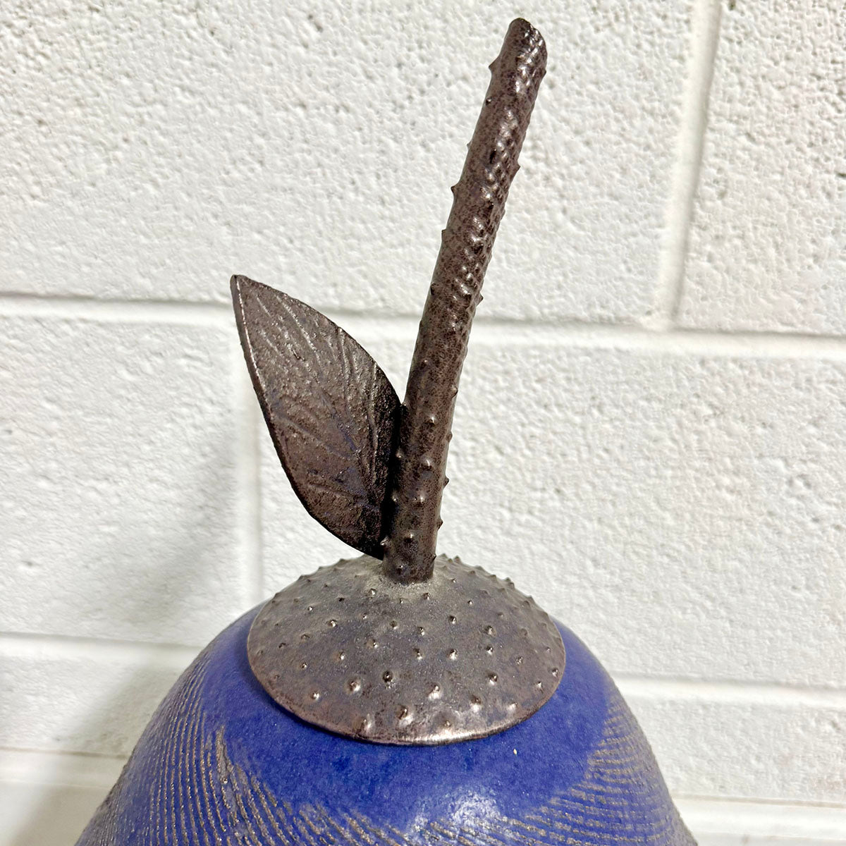 Pear Sculpture Vessel with Lid, Signed