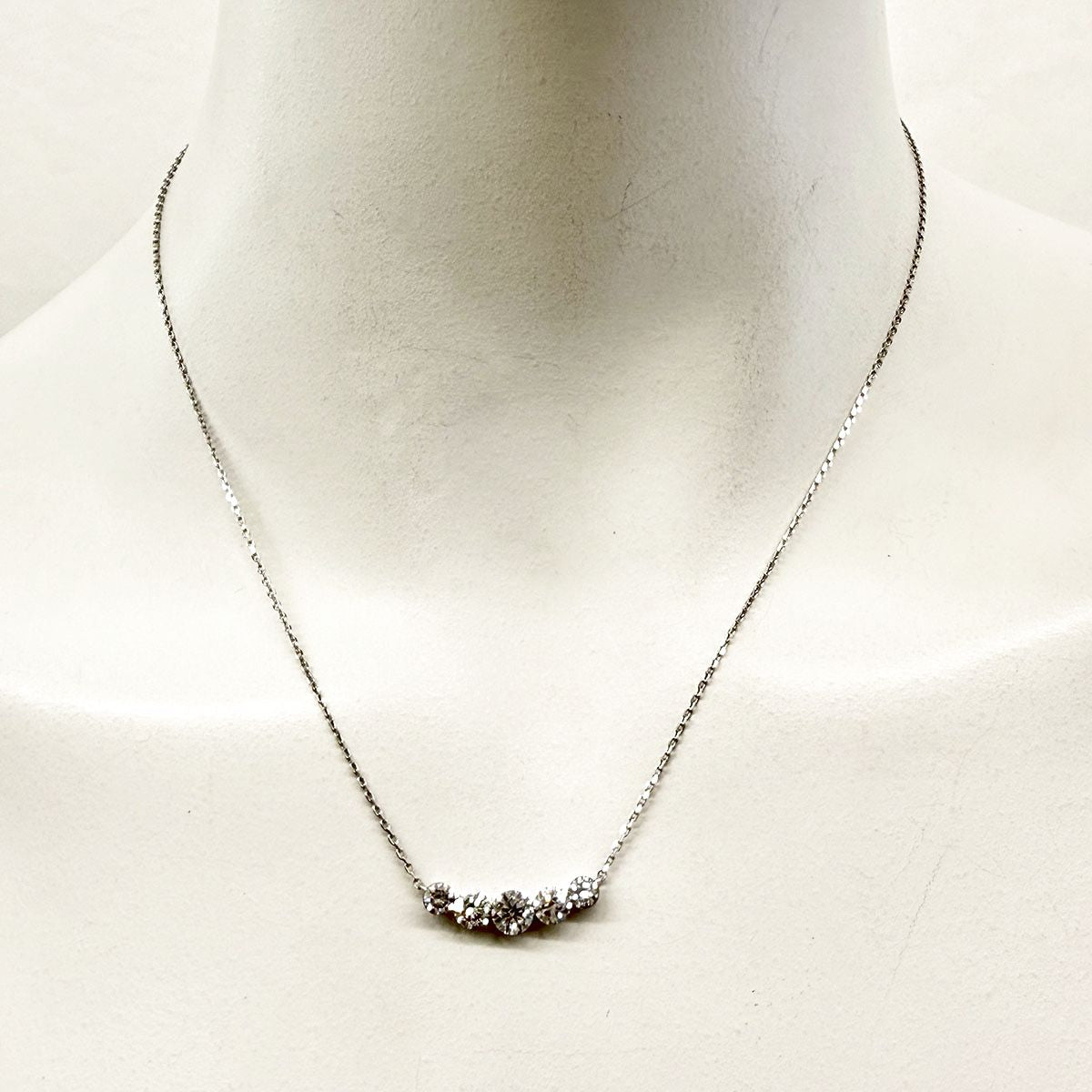 14K White Gold 18" Necklace with 5  Lab Grown Diamonds