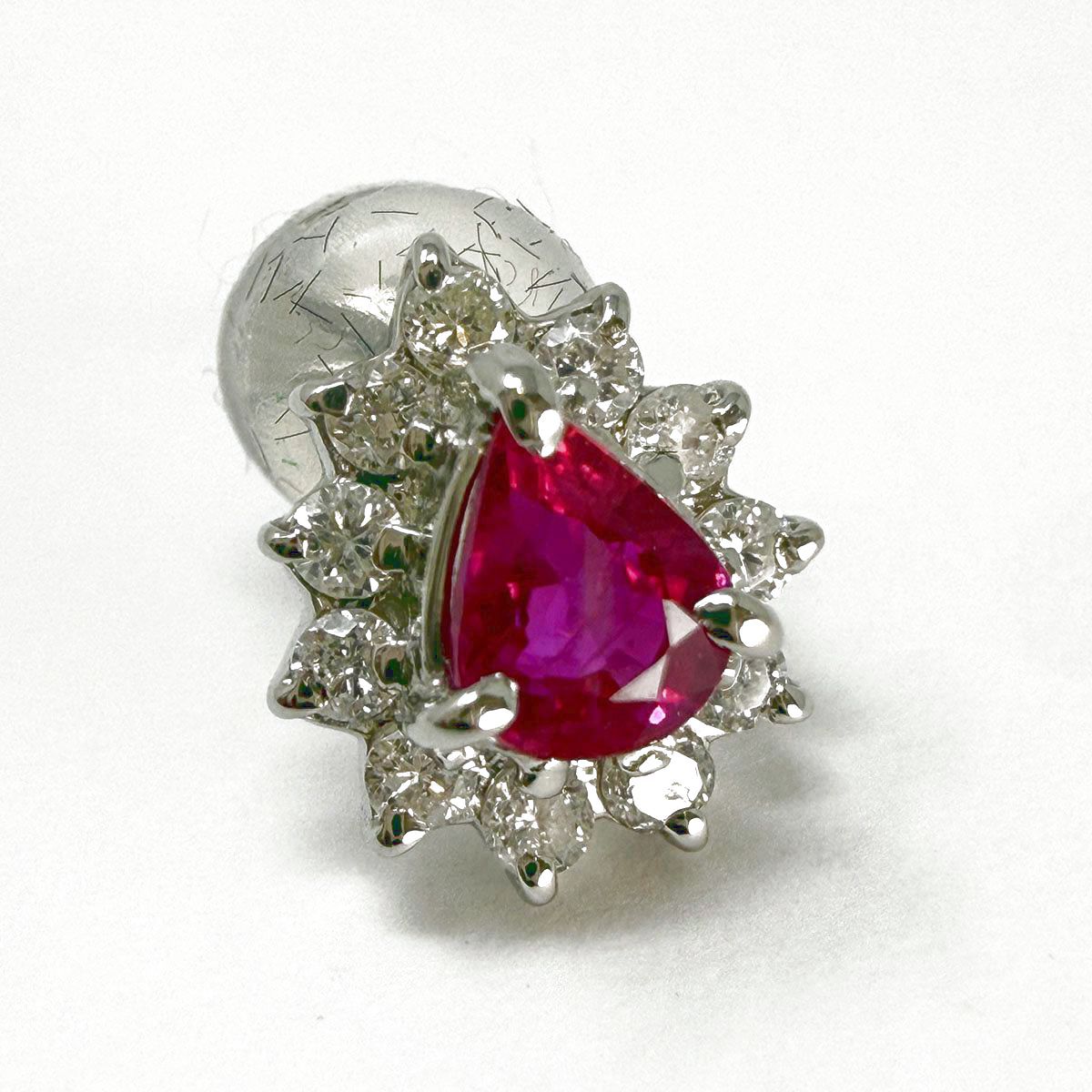Ruby and Diamond Platinum Earrings