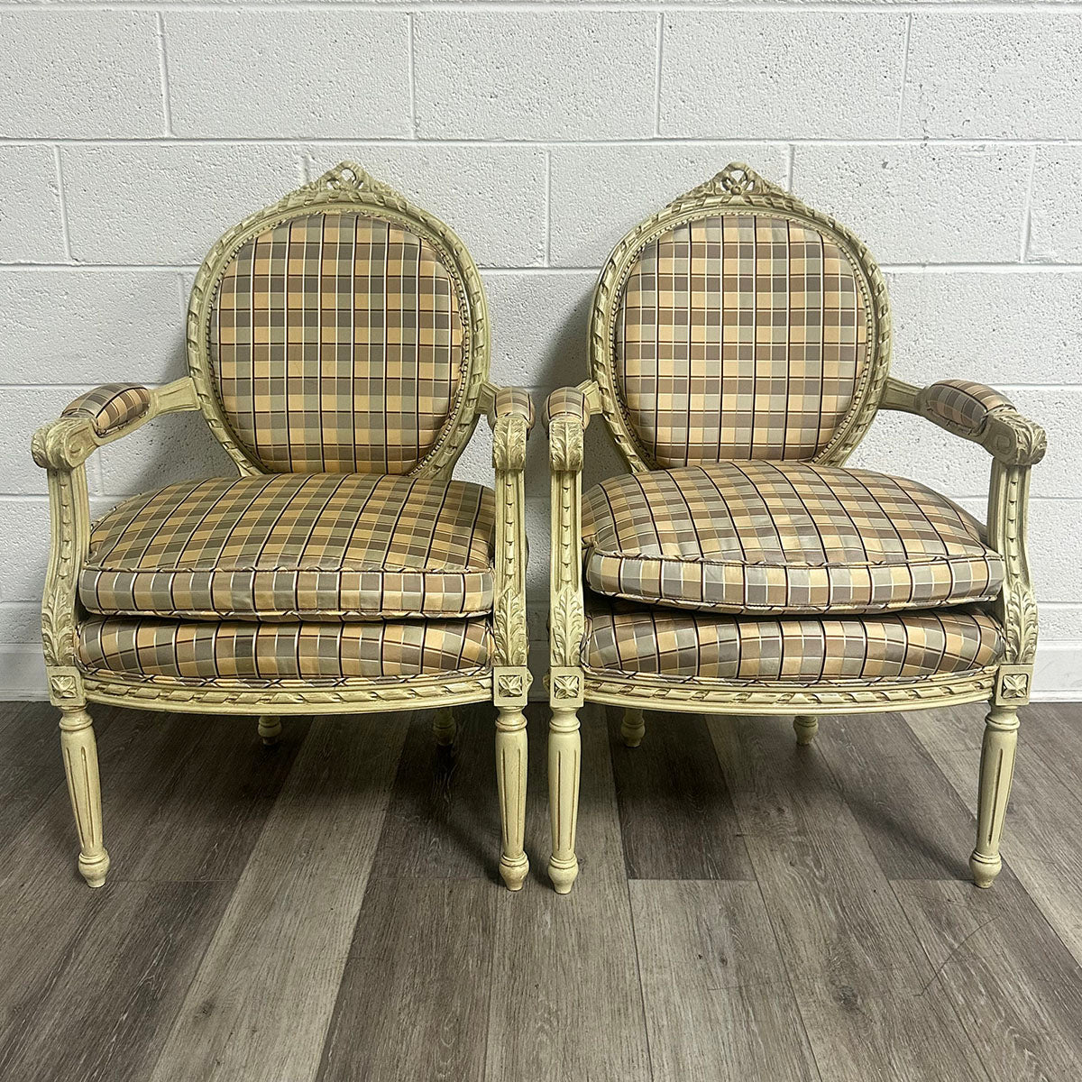 Pair Of Kravet Silk Arm Chairs