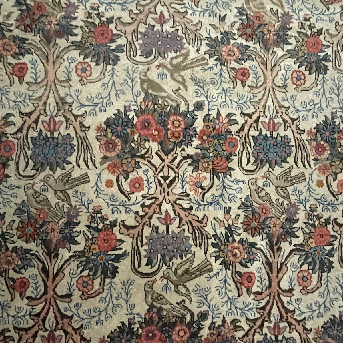Vintage Area Rug with Bird Motif