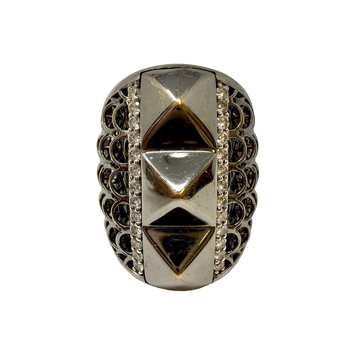 Crivelli 18K White Gold Diamond Ring with Rhodium Finish