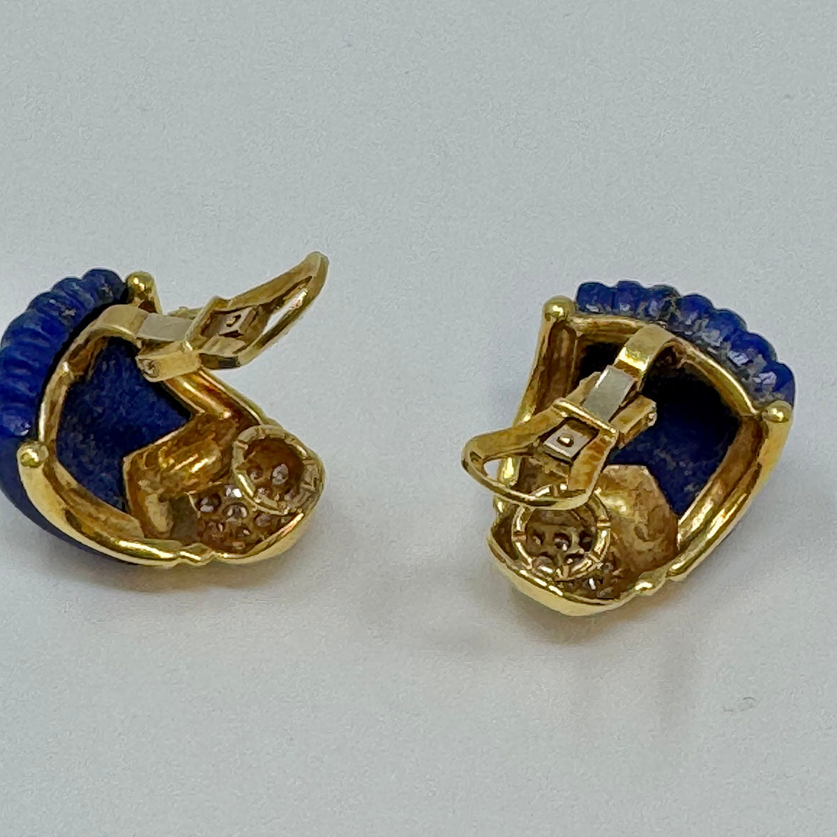 Albert Lipton 18K Gold Earrings with Lapis and Diamonds