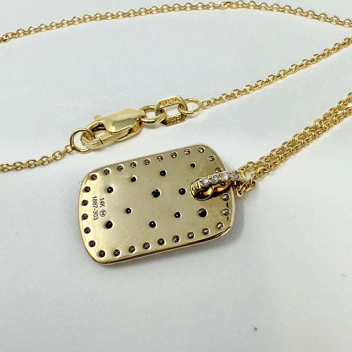 14K Gold Necklace with Rectangular Diamond Pendant