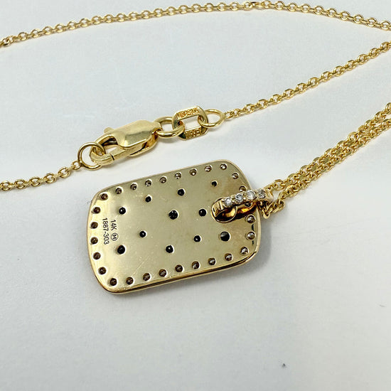 14K Gold Necklace with Rectangular Diamond Pendant