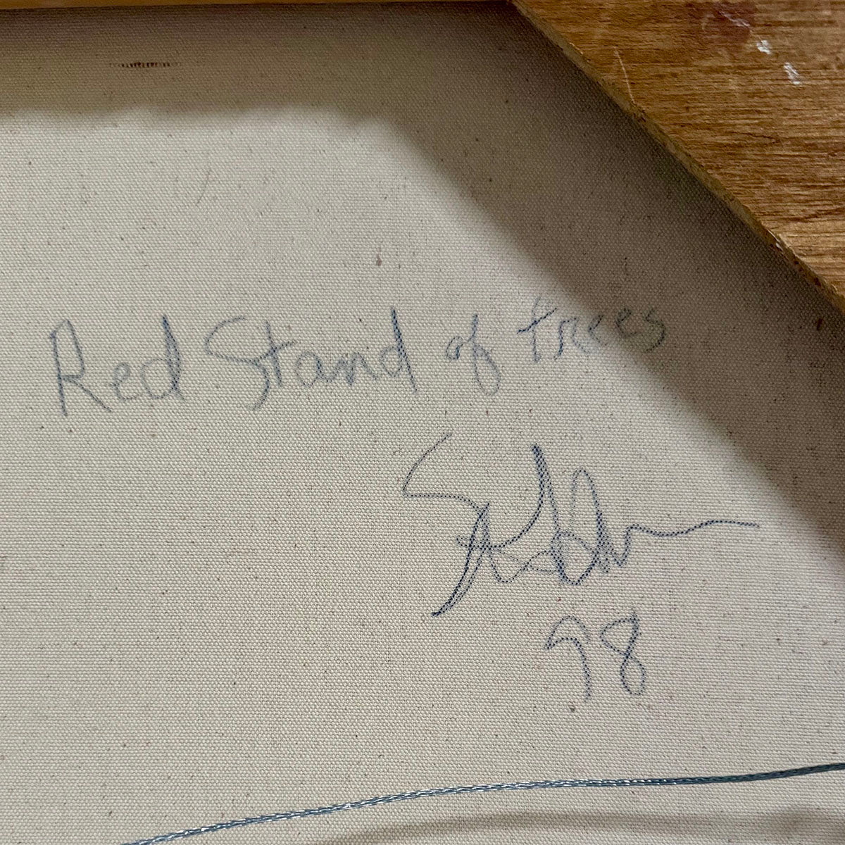 "Red Stand of Trees" Painting 1998 Signed on Back