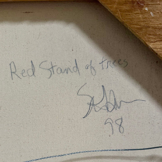 "Red Stand of Trees" Painting 1998 Signed on Back