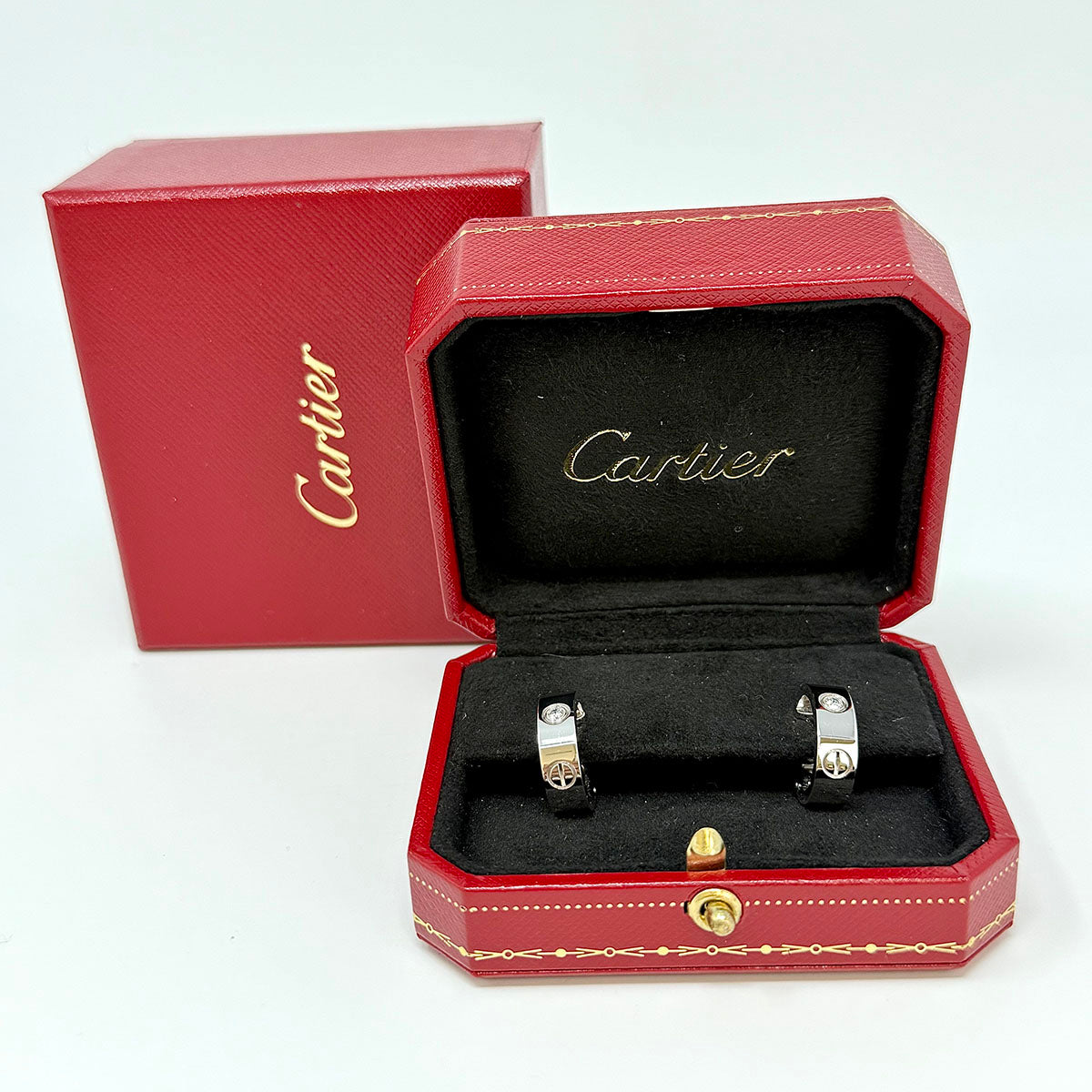 Cartier 18K White Gold LOVE Diamond Hoop Earrings