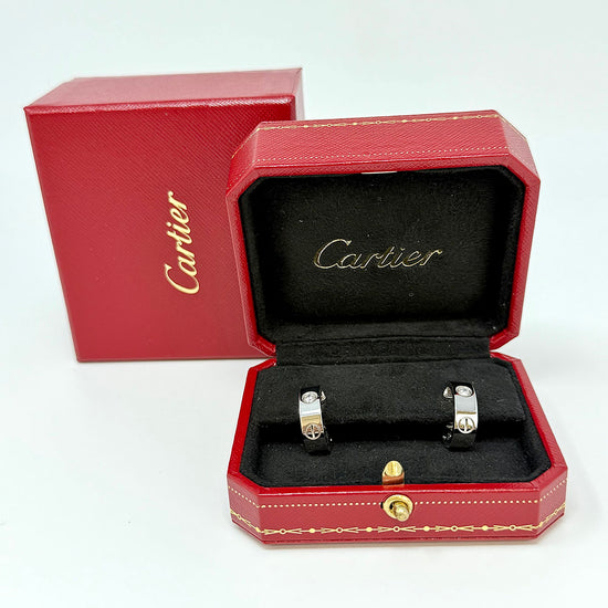 Cartier 18K White Gold LOVE Diamond Hoop Earrings