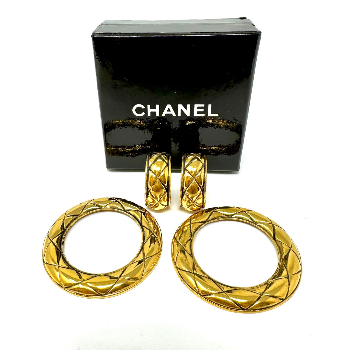 Chanel Vintage Quilted Hoop Earrings