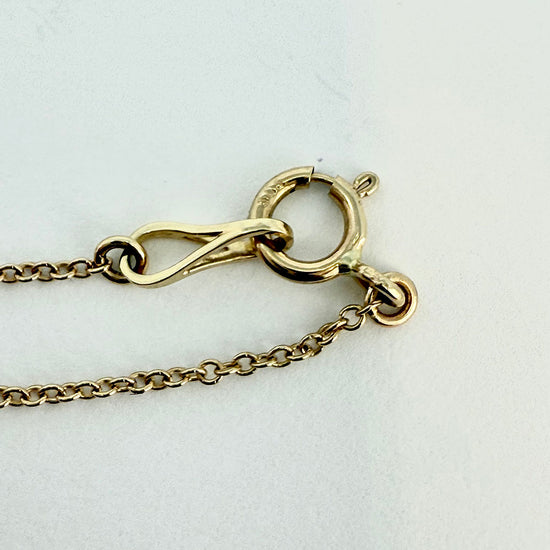 14K Gold Necklace with Circle Pendant with 9 Diamonds