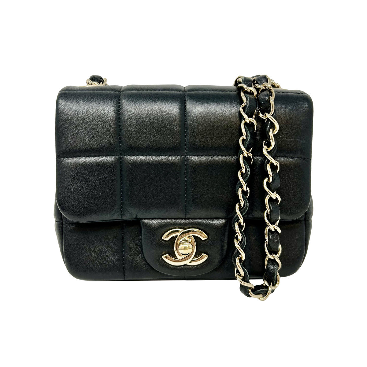 Chanel 2022 Lambskin Resin Crystal Square Quilt Mini Monacoco Flap Bag