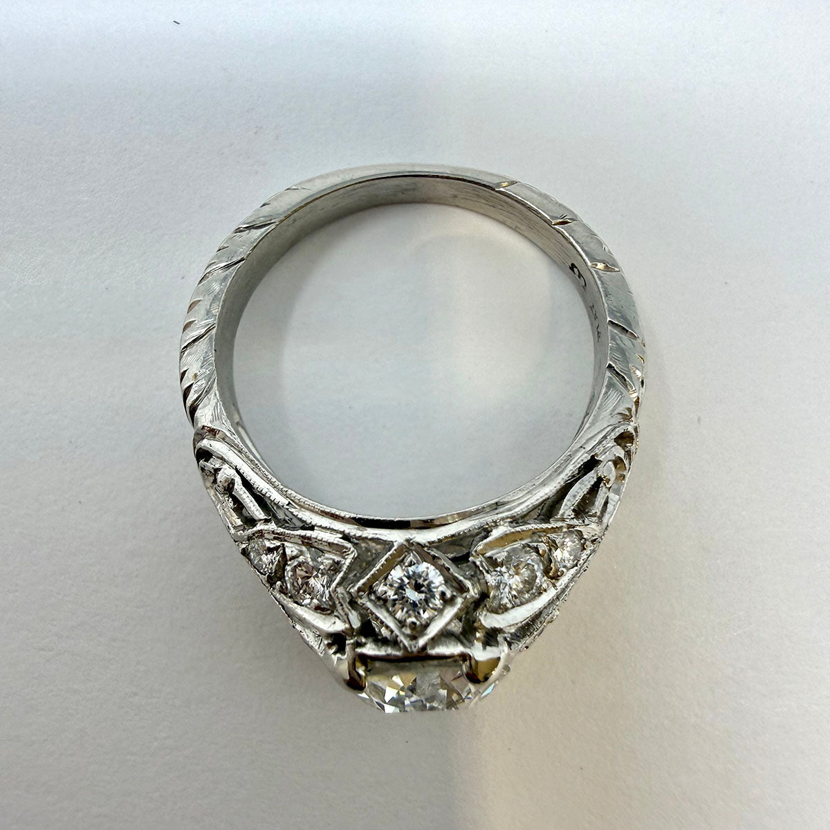 Platinum Vintage Ring with 1.25ct European Cut Diamond