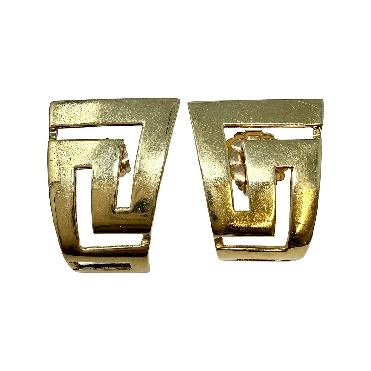 14K Gold Greek Key Earrings