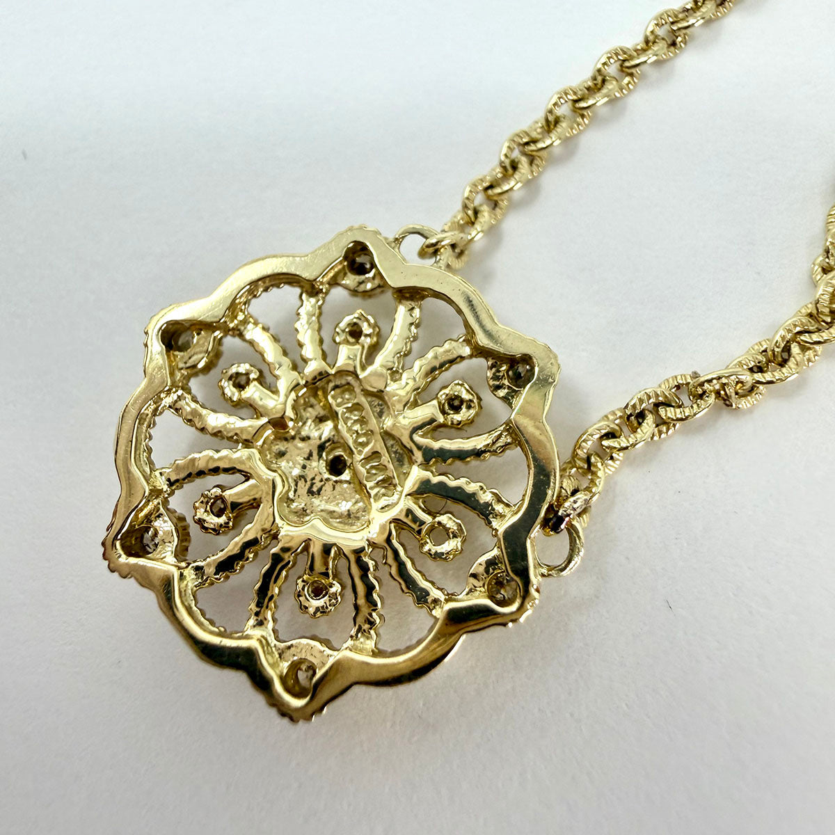 Judith Ripka 14K Gold Necklace with Filigree Floral Pendant