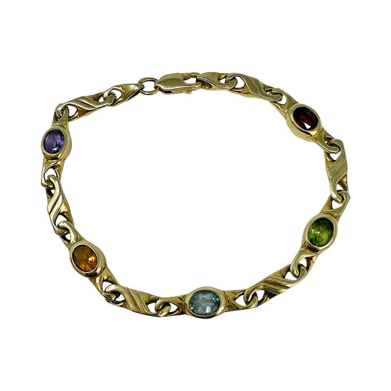 14K Gold Bracelet with Semiprecious Stones