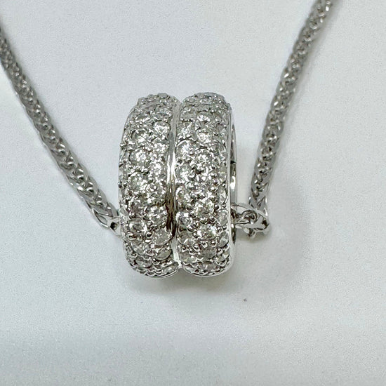 18K White Gold  15" Necklace with Removable White Gold Diamond Enhancer